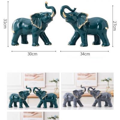 CẶP TƯỢNG VOI XANH VIỀN VÀNG